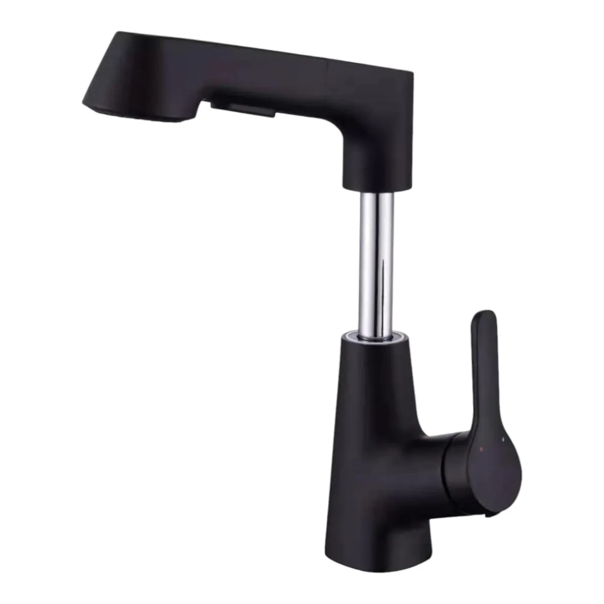 GENERICO - Grifo de Cocina o Baño Negro Mate con Ducha Extraíble, Monomando 360