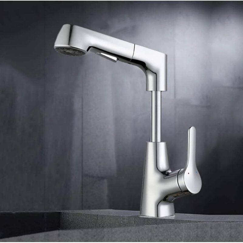 GENERICO - Grifo de Cocina  Baño Acero Cromado con Ducha Extraíble, Monomando 360