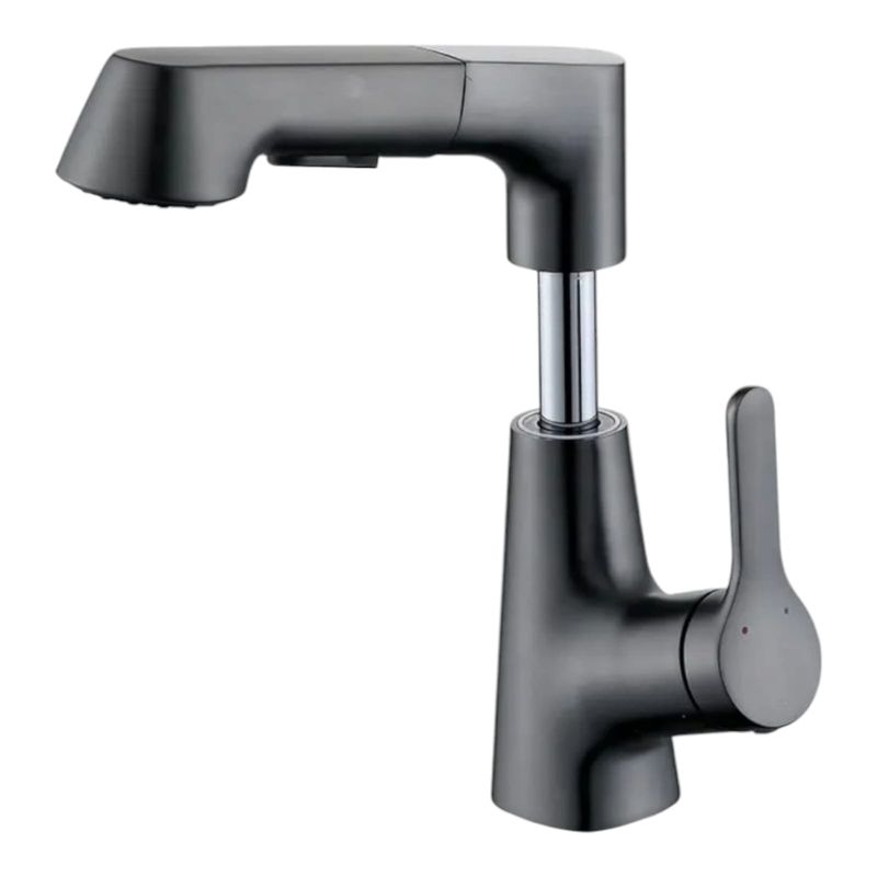 GENERICO - Grifo de Cocina Baño Gun Metal con Ducha Extraíble, Monomando 360