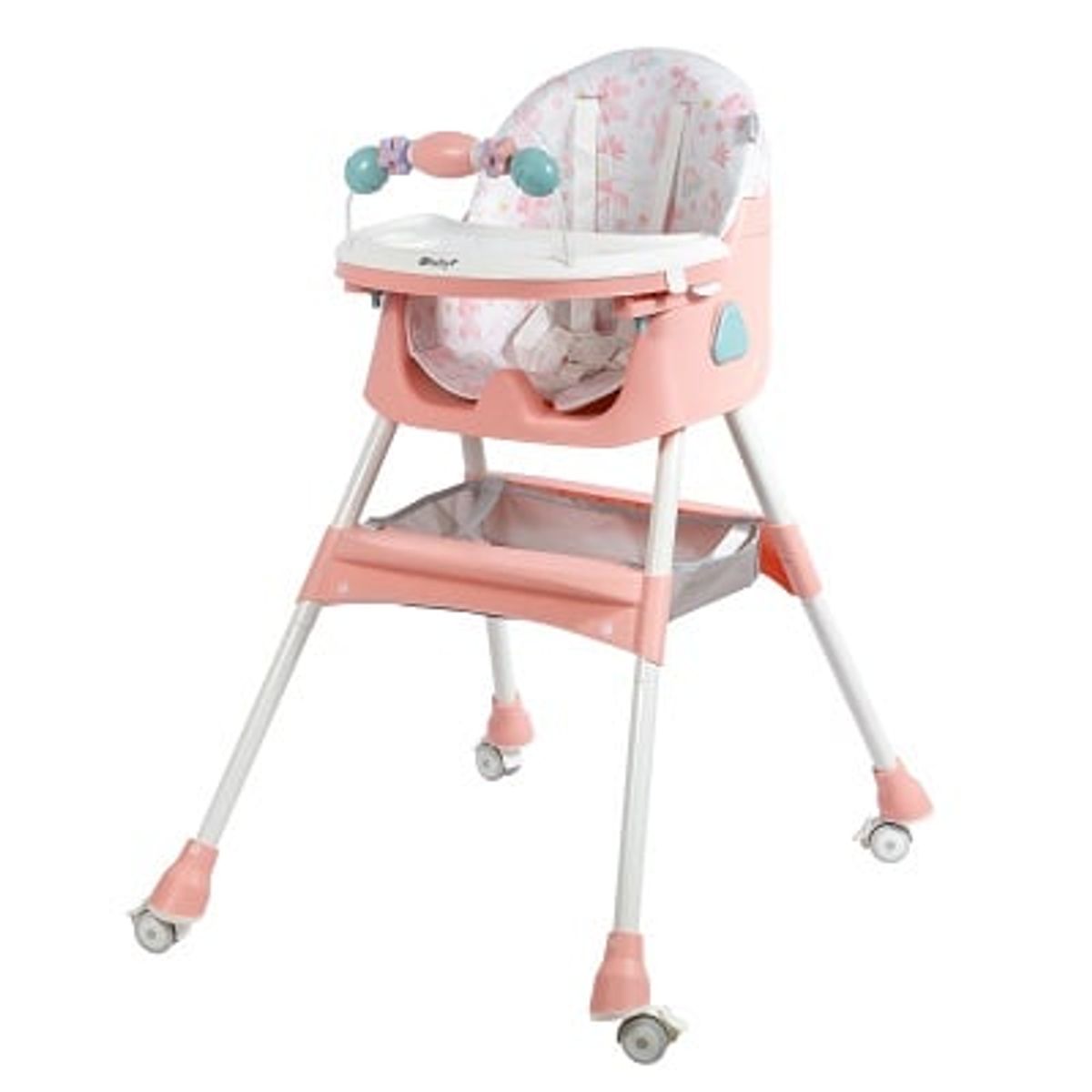 EBABY - SILLA DE COMER CON MECEDORA + PLATITO -ROSADO-NUEVO MODELO