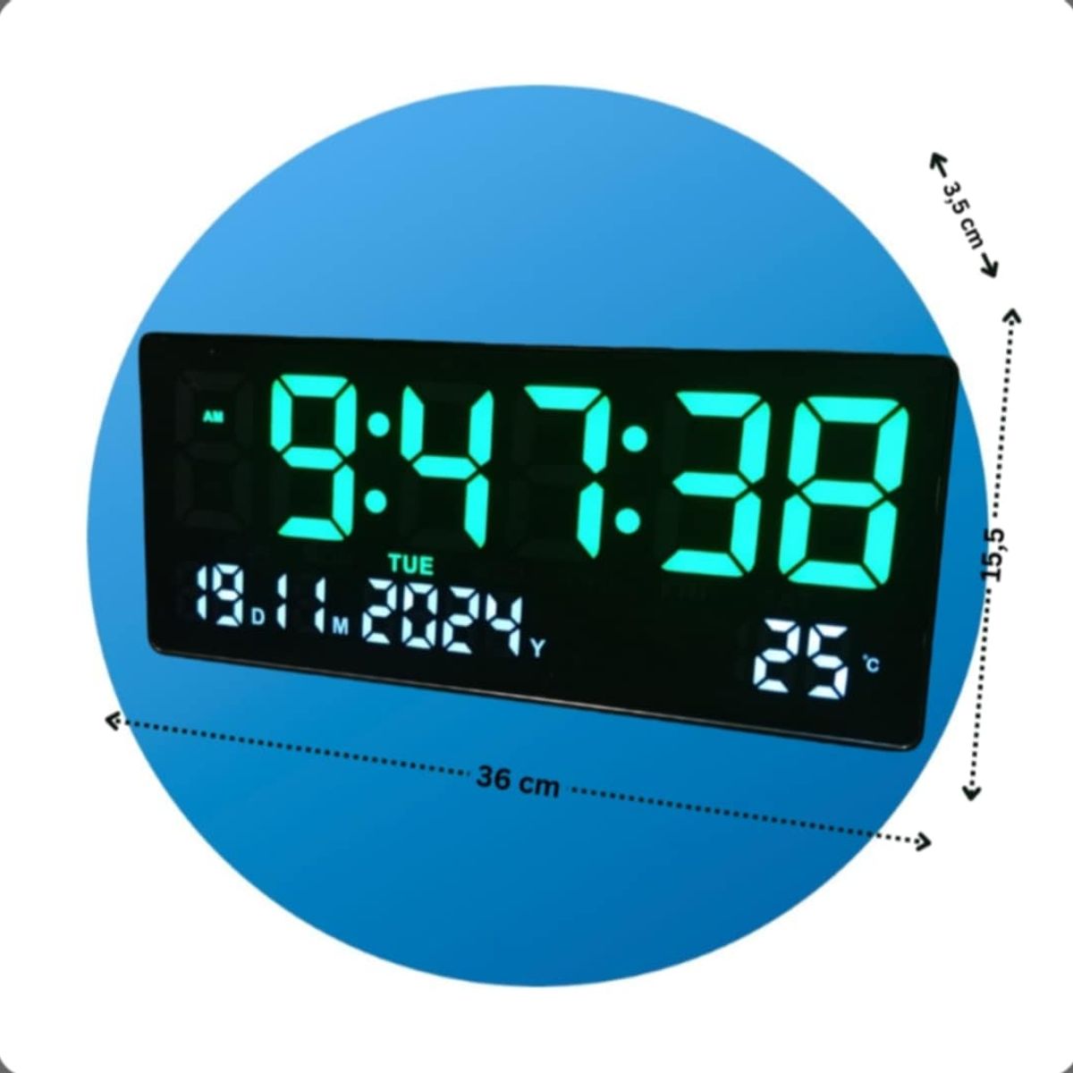 GENERICO - Reloj Digital de Pared con Calendario Alarma Temperatura