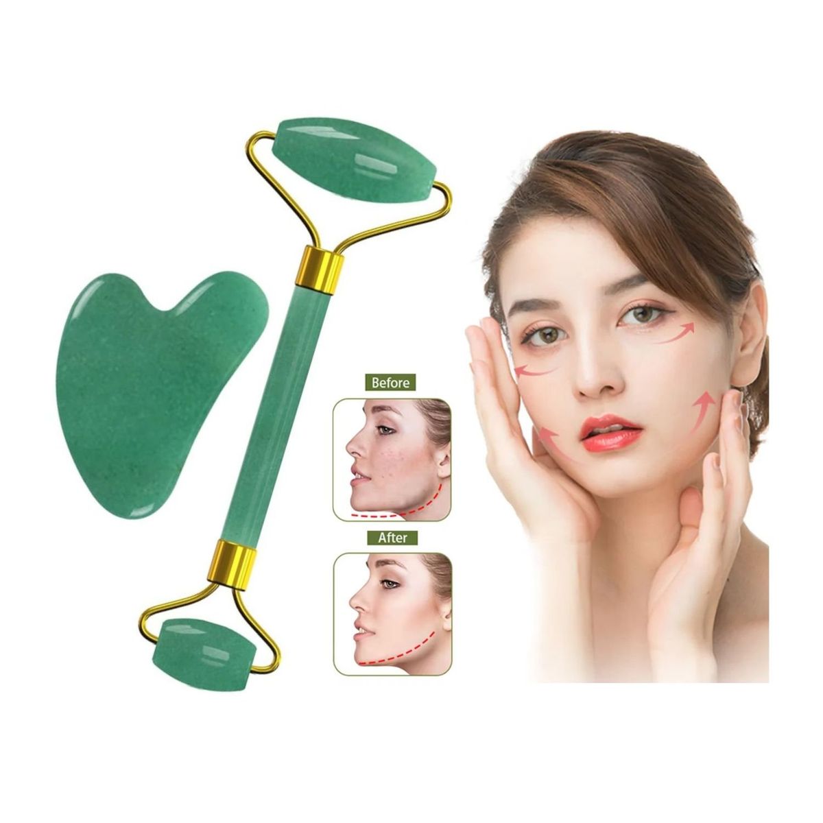 OEM - Masajeador Rodillo Facial y Gua sha