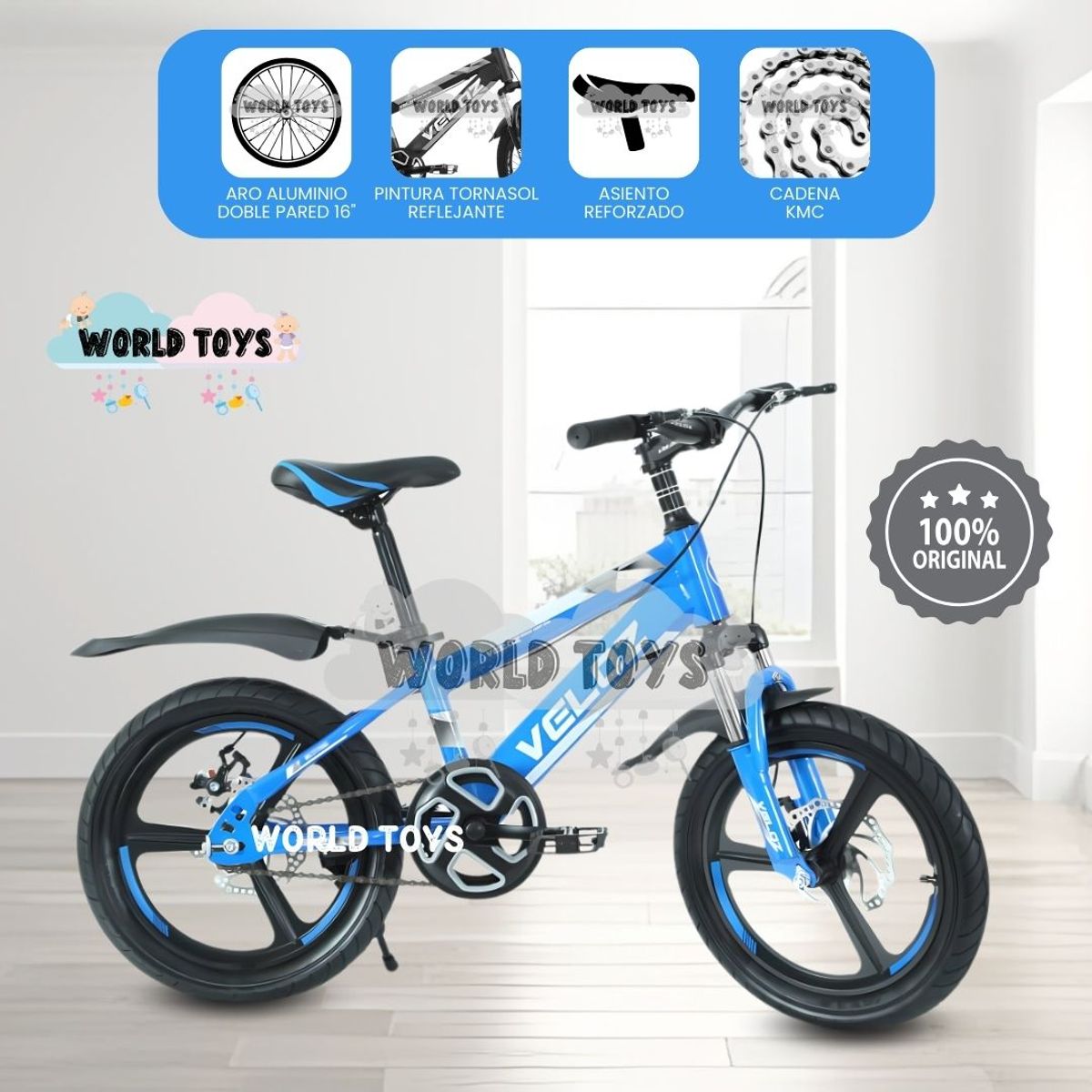 VELOX - Bicicleta Para Niño Aro 16 «PALMEIRA ASPA II»  Blue