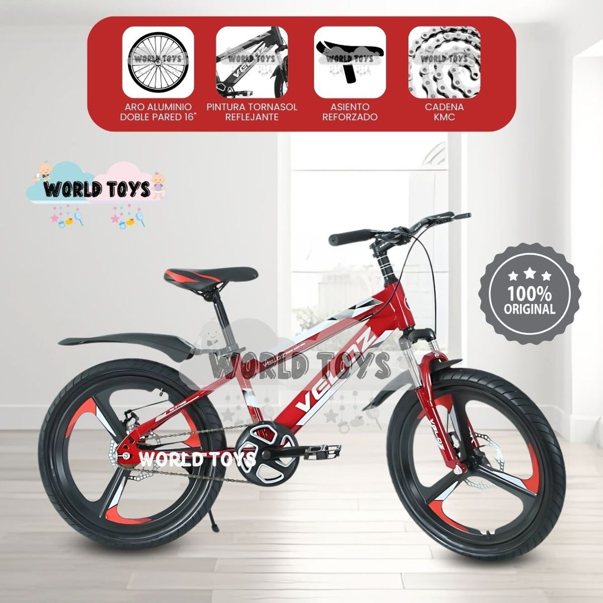 VELOX - Bicicleta Para Niño Aro 16 «PALMEIRA ASPA II» Red