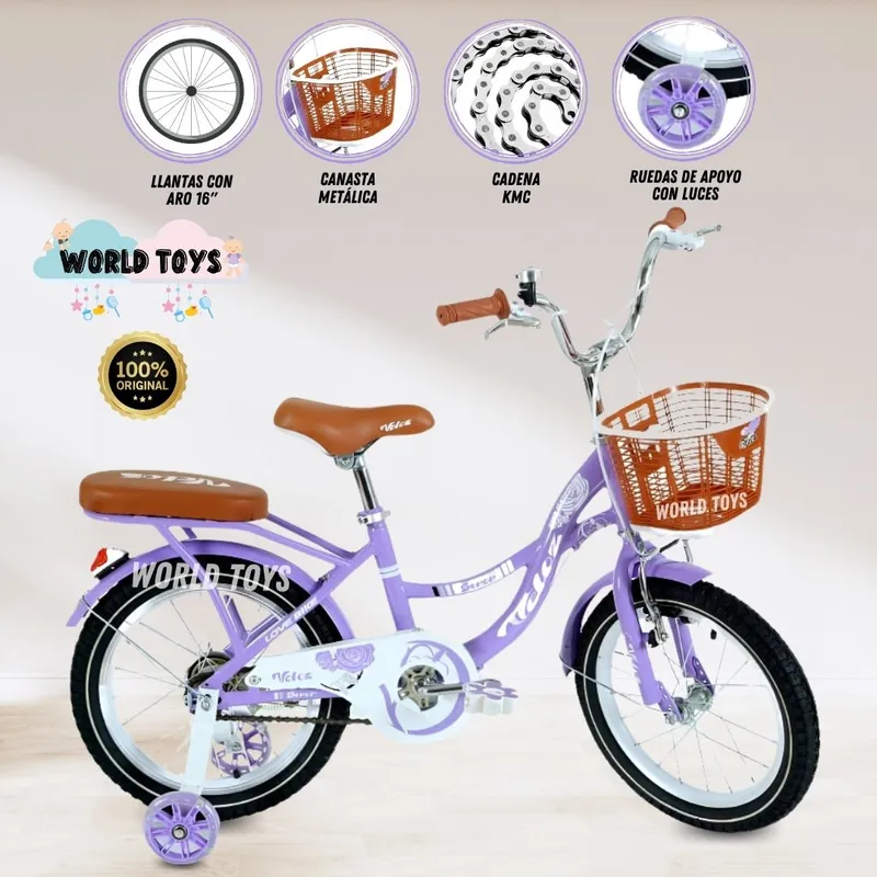 VELOX - Bicicleta Para Niña Aro 16 «LADY» Purple