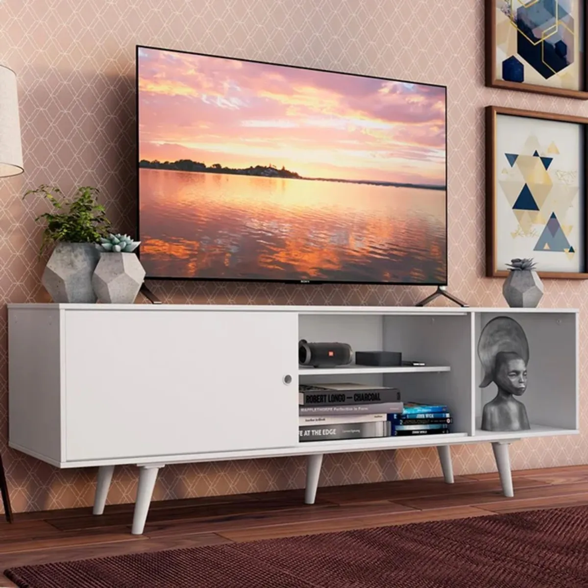 R&R MUEBLES - Mueble de TV 65 Amaha Blanco R&R MUEBLES