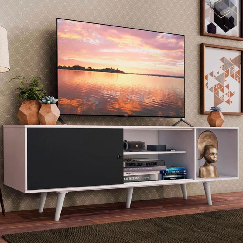 R&R MUEBLES - Mueble de TV 65 Amaha Blanco y Negro R&R MUEBLES