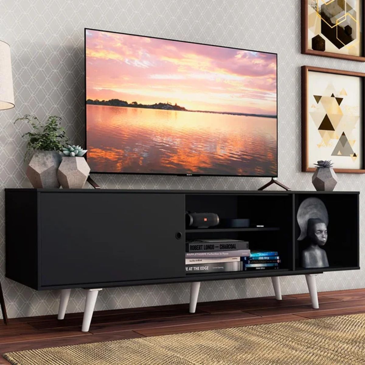 R&R MUEBLES - Mueble de TV 65 Amaha Negro R&R MUEBLES