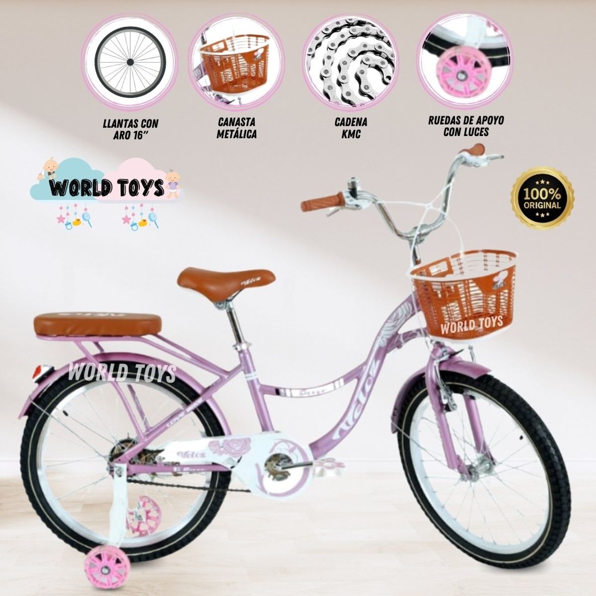 VELOX - Bicicleta Para Niña Aro 16 «LADY» Pink