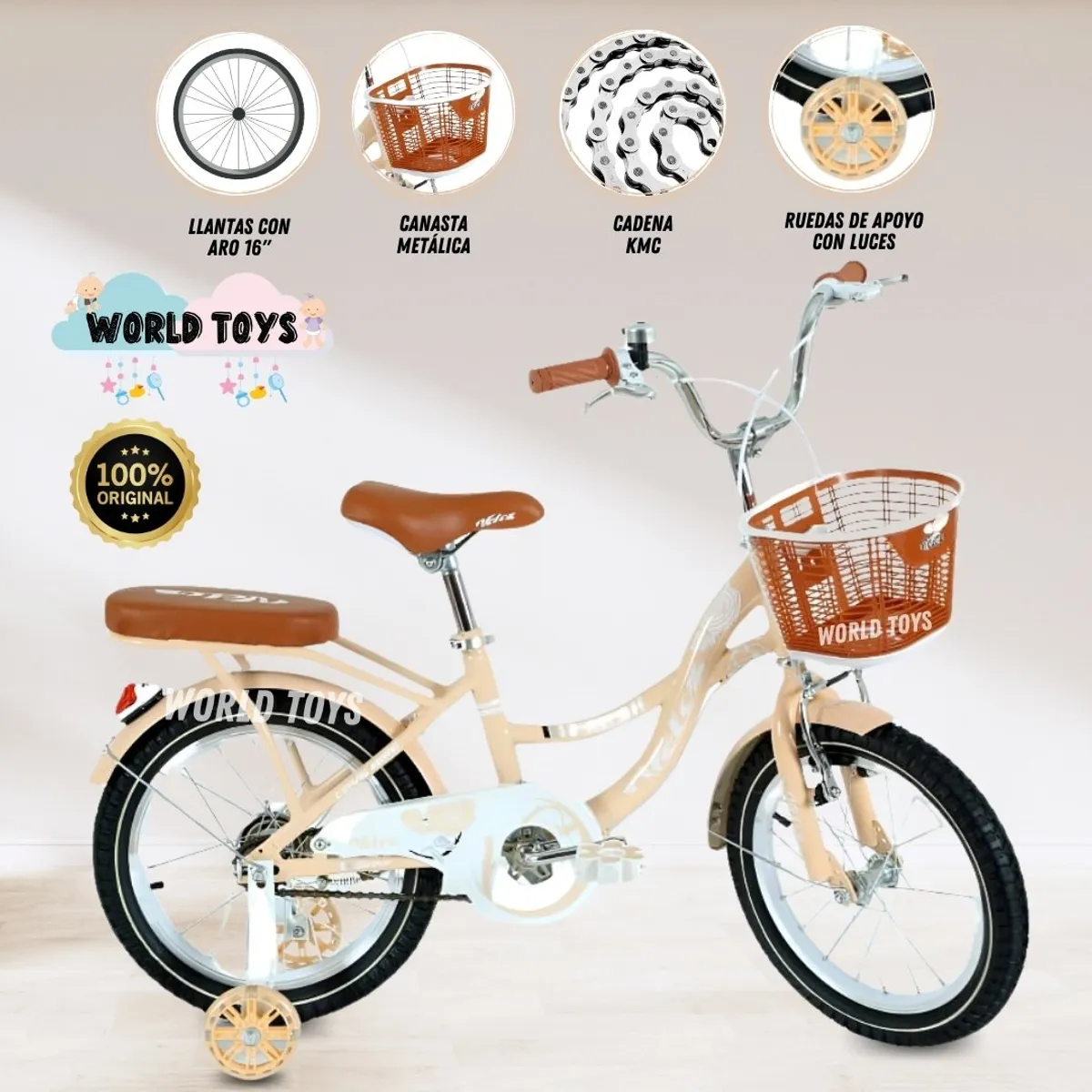 VELOX - Bicicleta Para Niña Aro 16 «LADY» Beige
