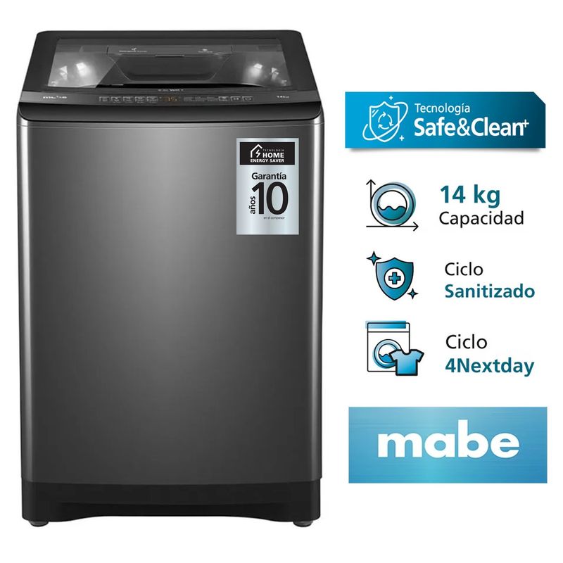 MABE - Lavadora Automática Mabe 14kg LMA4120WDGBB0 Diamond Gray