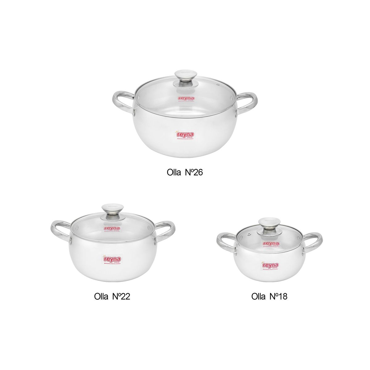 Reyna - Juego 3 ollas bombe (6 piezas)