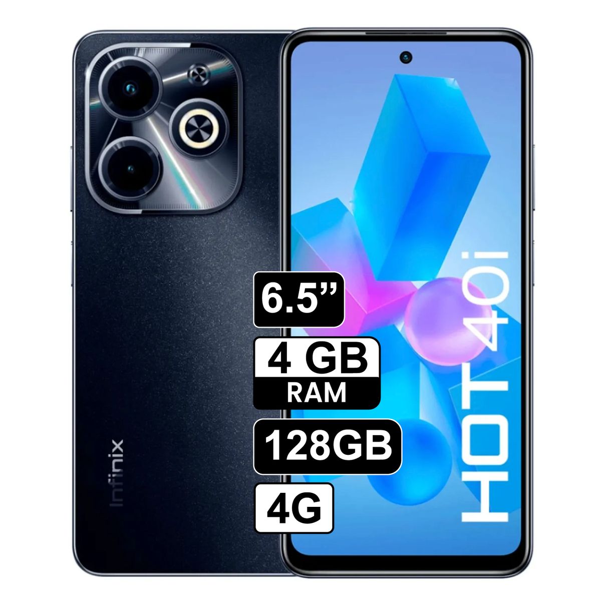 INFINIX - Celular Infinix Hot 40i 128GB 4GB ram cámara principal 50MP + 008MP frontal 32MP 65 Pulg negro