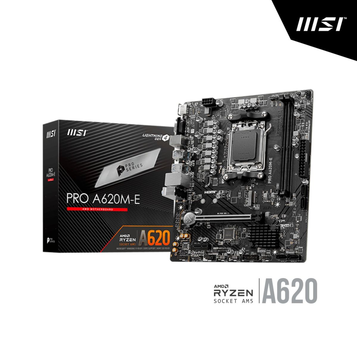 MSI - PLACA MSI A620M-E -HDV/M.2 AMD SOCKET AM5 RYZEN SERIE 7000 2DDR5 6400+