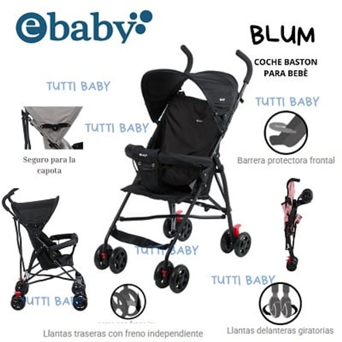 EBABY - COCHE BASTON EBABY BLUM EB2013 NEGRO