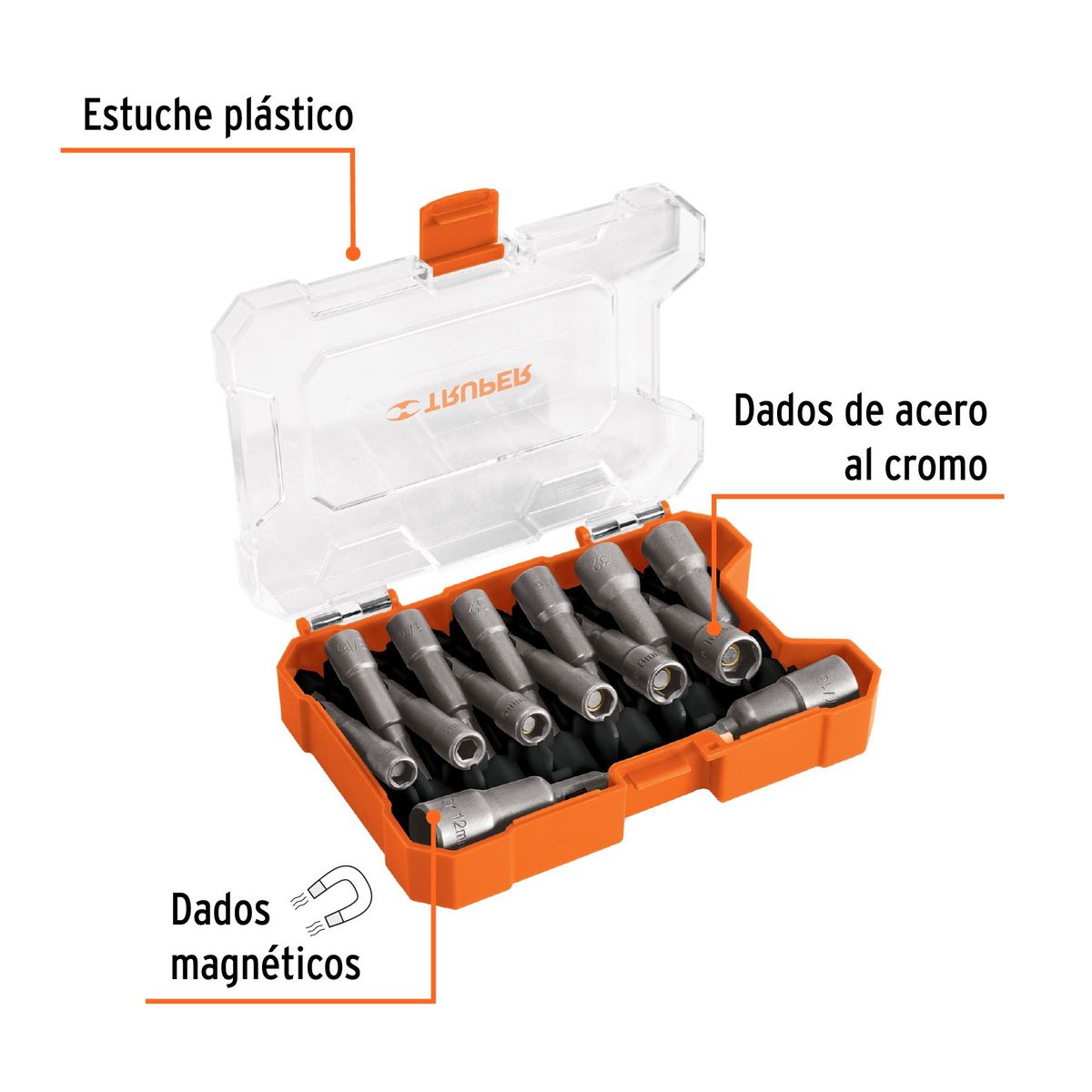 TRUPER - JUEGO DE 14 DADOS MAGNÉTICOS PARA TALADRO,TRUPER 101961