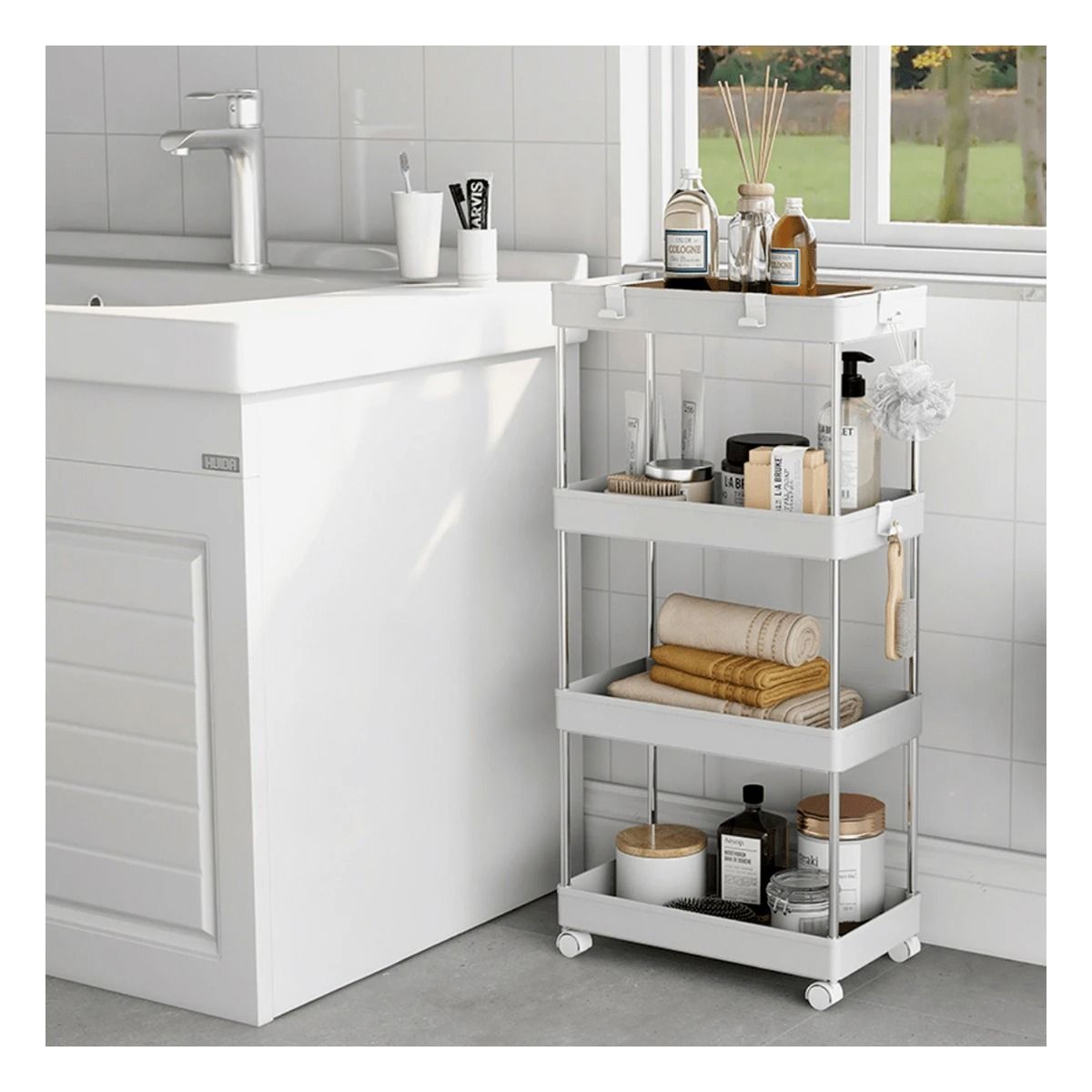 RYBIU IMPORT - Rack Moderno de 4 Niveles en Blanco Y+Envoltorio de Regalo