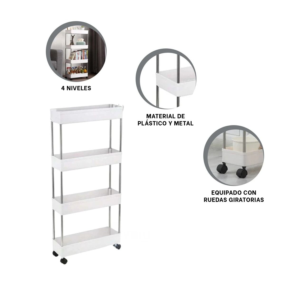 RYBIU IMPORT - Rack Moderno de 4 Niveles en Blanco Y+Envoltorio de Regalo