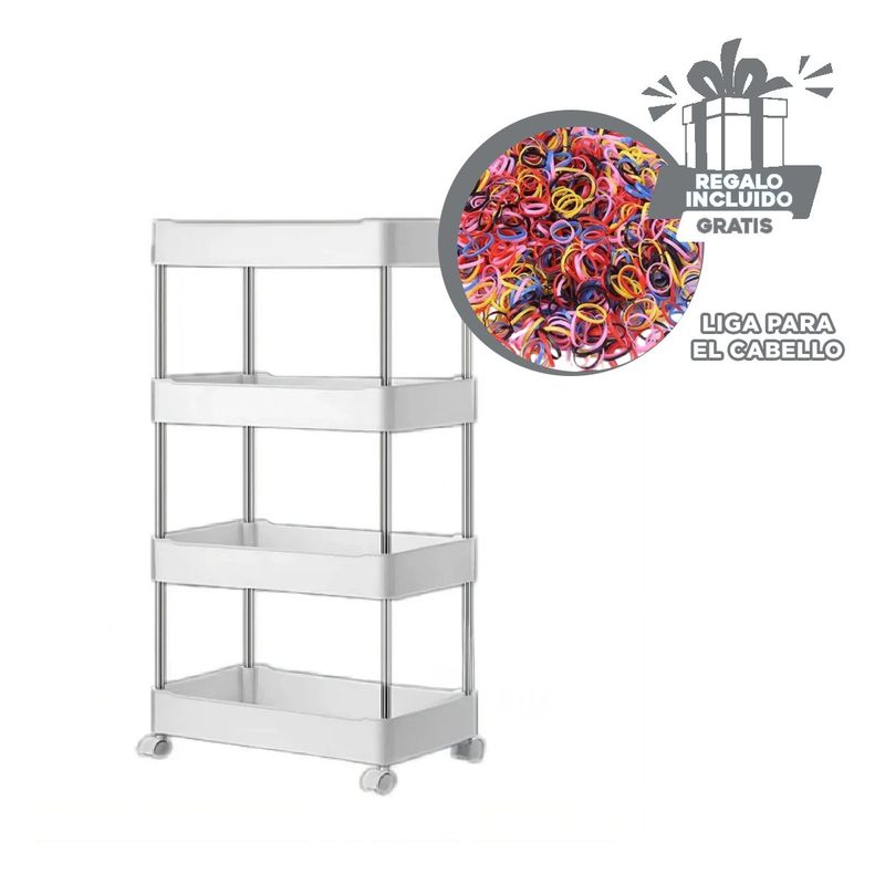 RYBIU IMPORT - Anaquel Rectangular de 4 Niveles Blanco Y+Ligas de Regalo