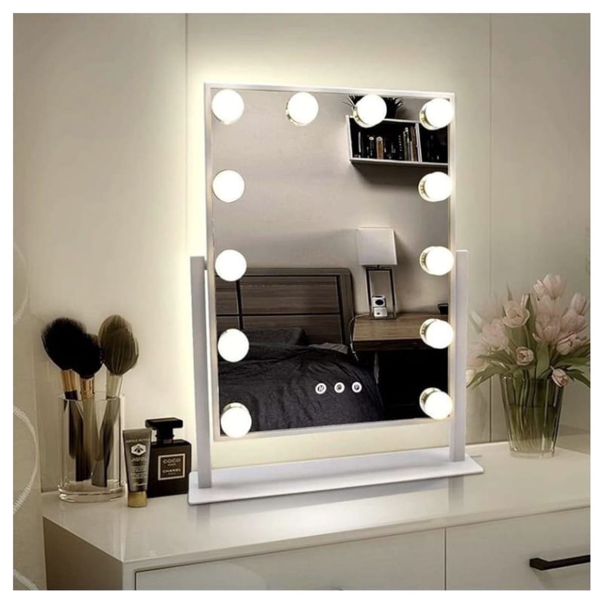 GENERICO - Espejo de maquillaje con luces LED de 47x30 cm BLANCO