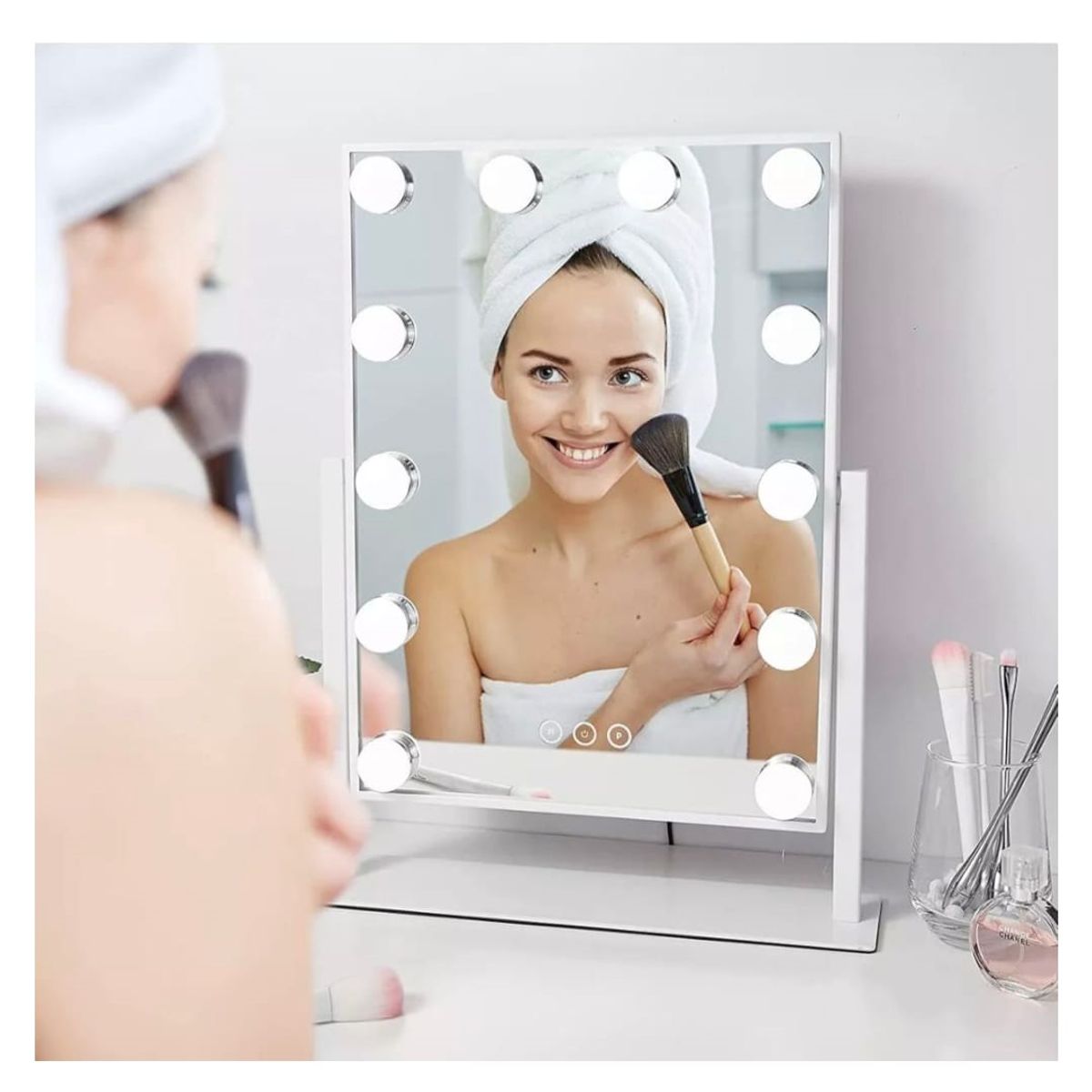 GENERICO - Espejo de maquillaje con luces LED de 47x30 cm BLANCO