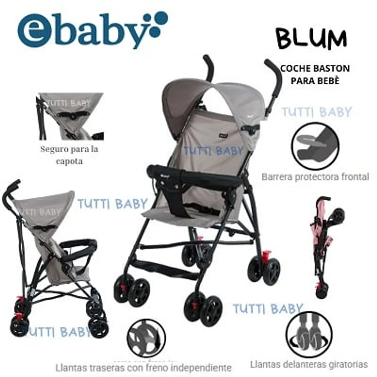 EBABY - COCHE BASTON BLUM  - GRIS
