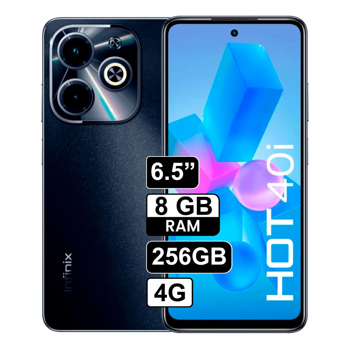 INFINIX - Celular Infinix Hot 40i 256GB 8GB ram cámara principal 50MP + 8MP frontal 32MP 65 Pulg negro