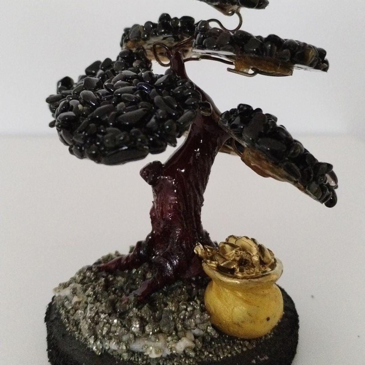 GENERICO - ARBOLITO  DE LA FELICIDAD BONSAI MEDIANO CON PIEDRAS DE ONIX