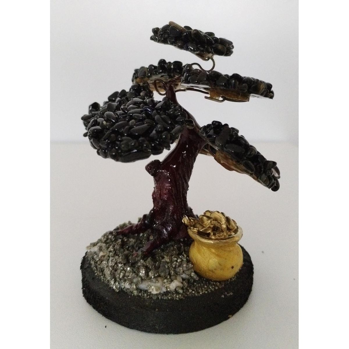 GENERICO - ARBOLITO  DE LA FELICIDAD BONSAI MEDIANO CON PIEDRAS DE ONIX