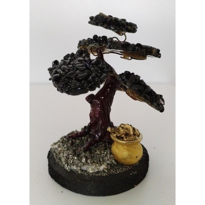 GENERICO - ARBOLITO  DE LA FELICIDAD BONSAI MEDIANO CON PIEDRAS DE ONIX