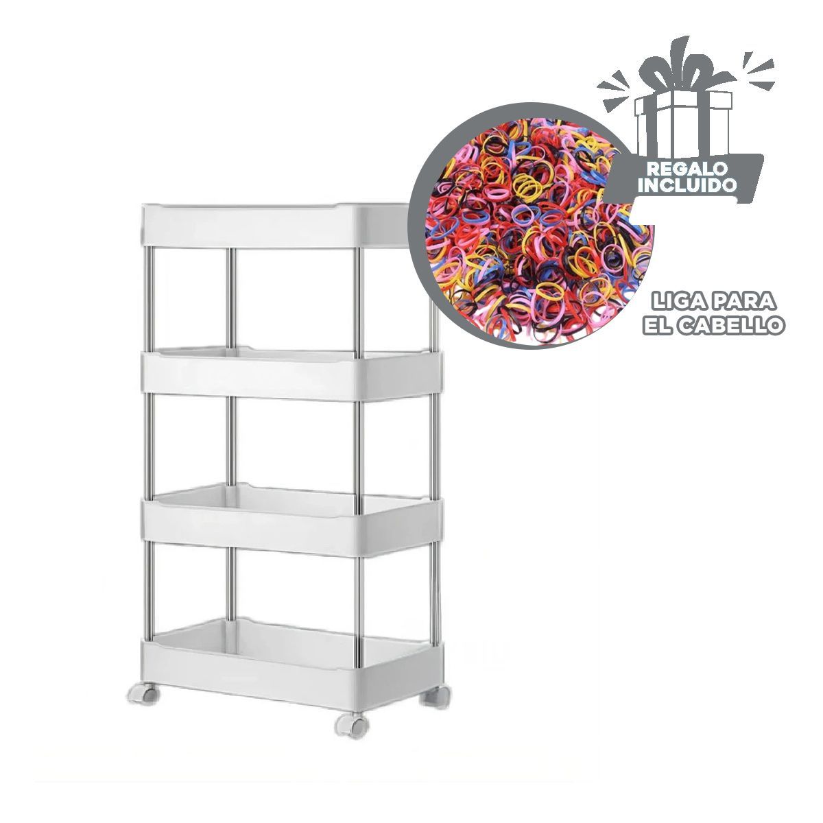 GENERICO - Anaquel Rectangular de 4 Niveles Blanco Y+Ligas de Regalo
