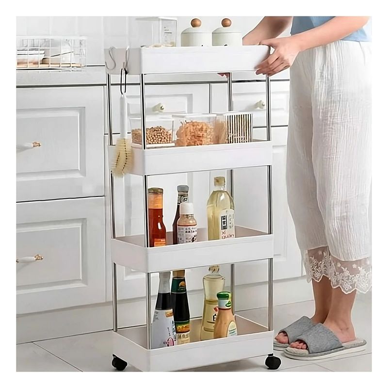 GENERICO - Rack Resistente con 4 Niveles en Blanco Y+Regalo Agendita