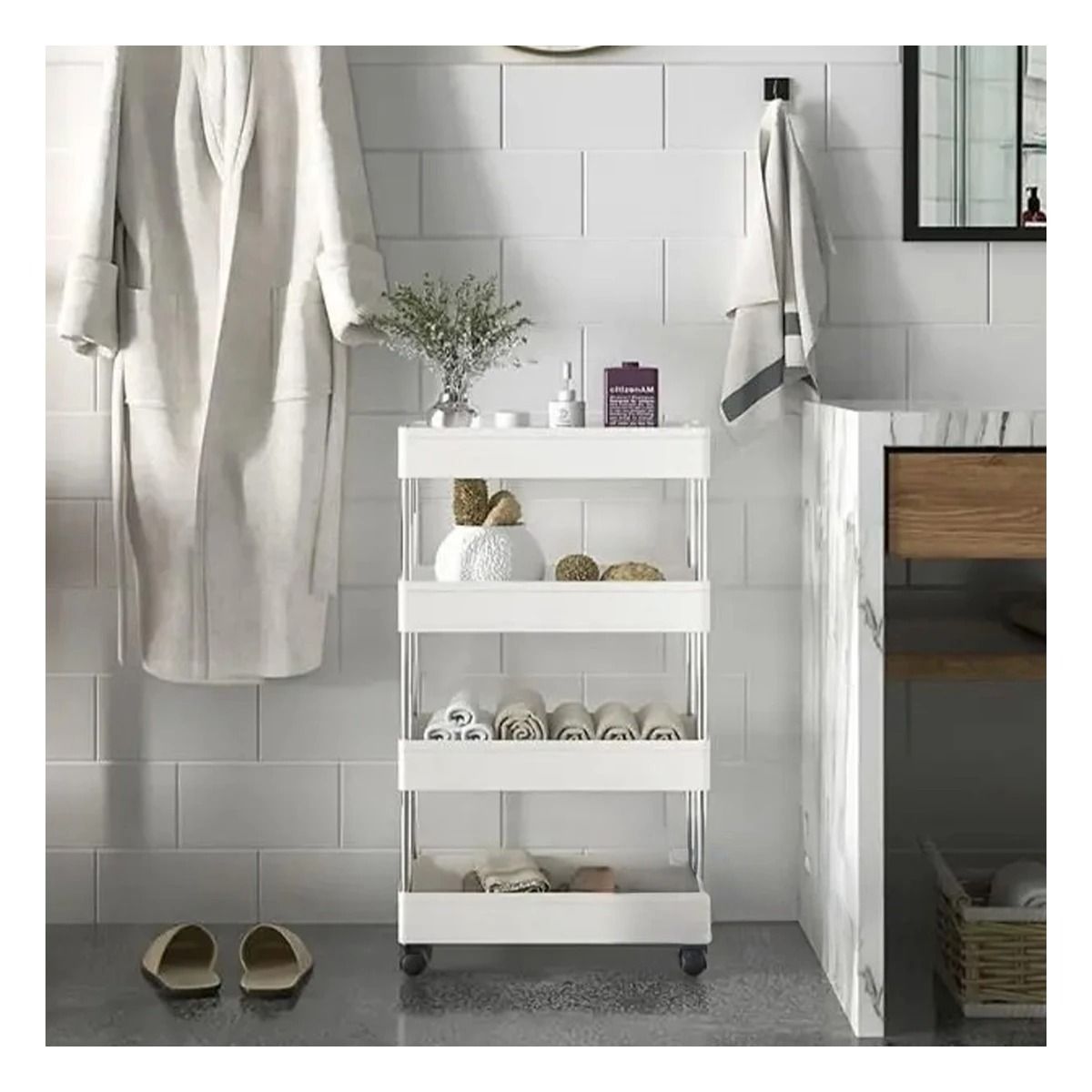 GENERICO - Rack Transportable de 4 Niveles en Blanco Y+Gift Stickers