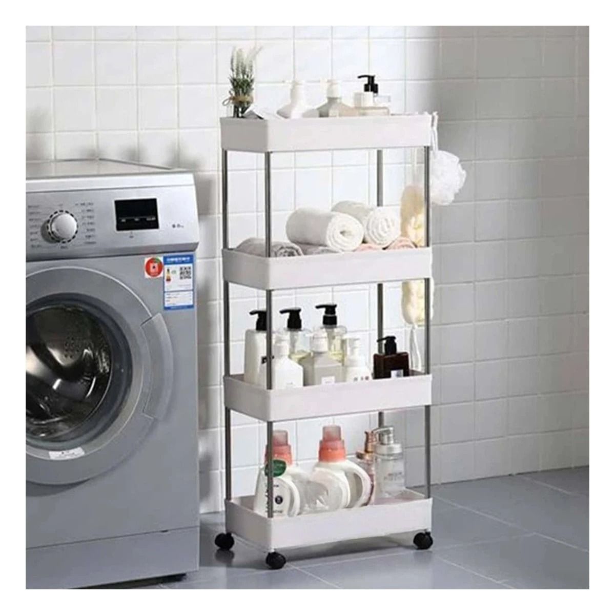 GENERICO - Rack Transportable de 4 Niveles en Blanco Y+Gift Stickers