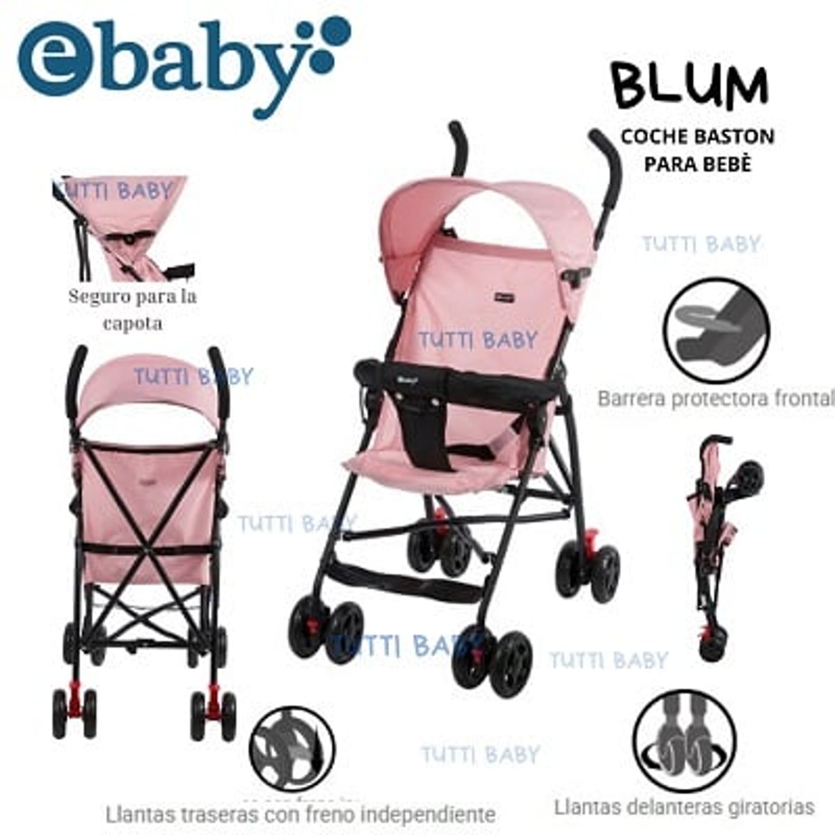EBABY - COCHE BASTON BLUM - ROSADO