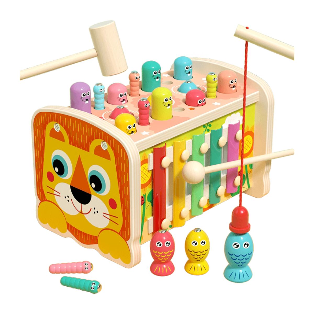 GENERICO - Juego Multifuncional de Topo con Xilófono y Martillo-León