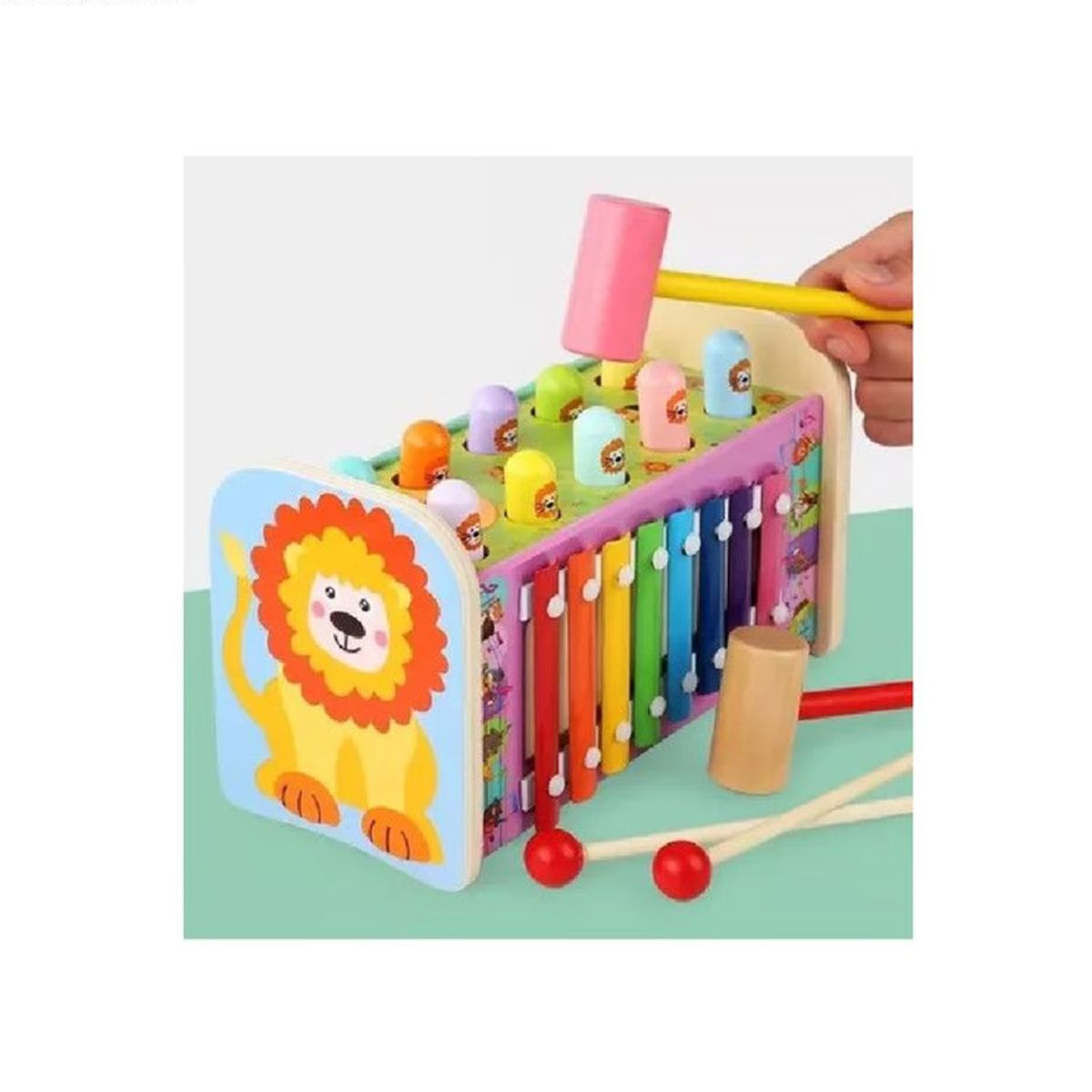 GENERICO - Juego Multifuncional de Topo con Xilófono y Martillo-León