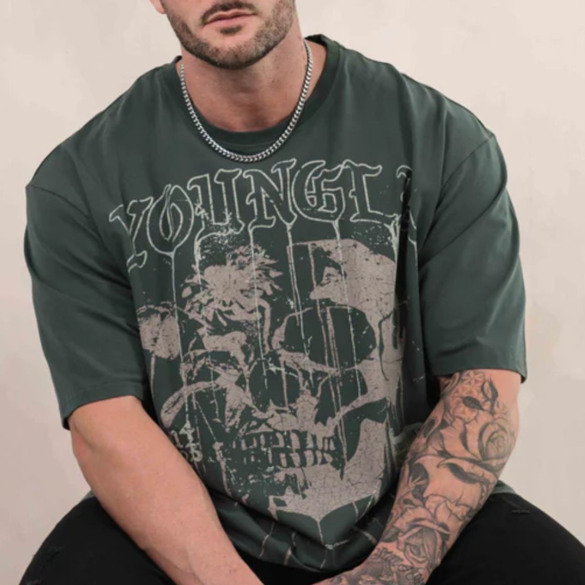 GENERICO - Polo Oversize YOUNGLA  Floral Skull Tees