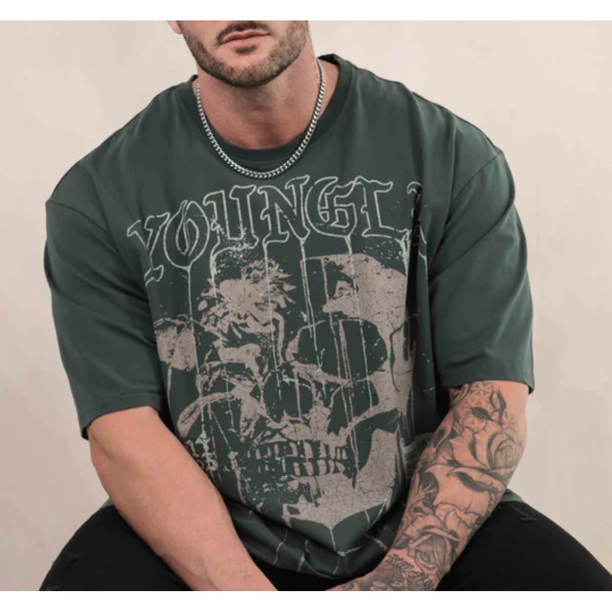 GENERICO - Polo Oversize YOUNGLA  Floral Skull Tees