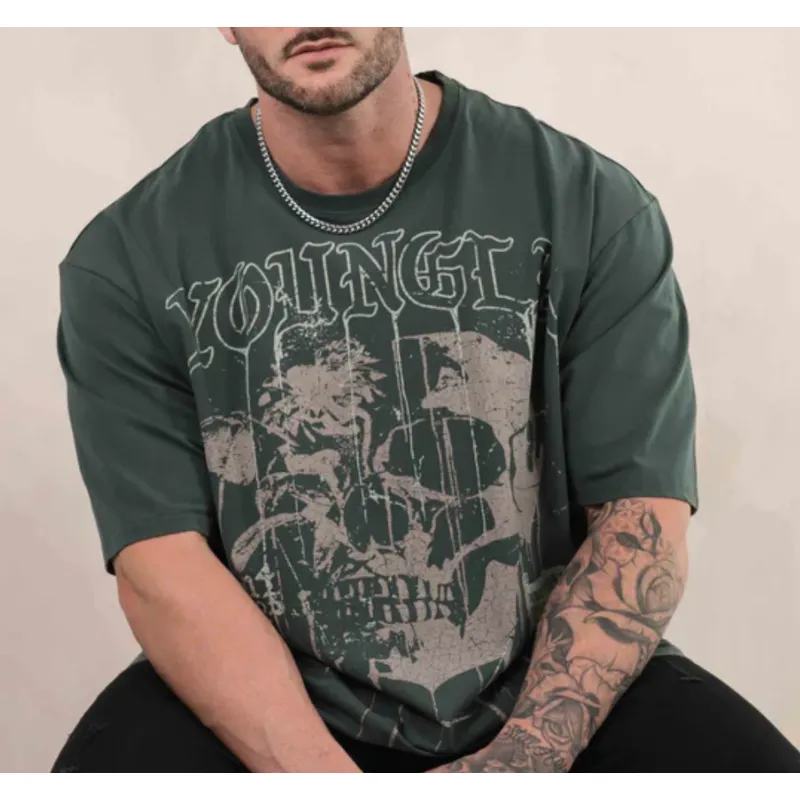 GENERICO - Polo Oversize YOUNGLA  Floral Skull Tees