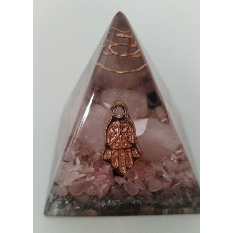 GENERICO - PIRAMIDE ORGONITA MEDIANO CON CUARZO ROSA AMORARMONIAPAZ