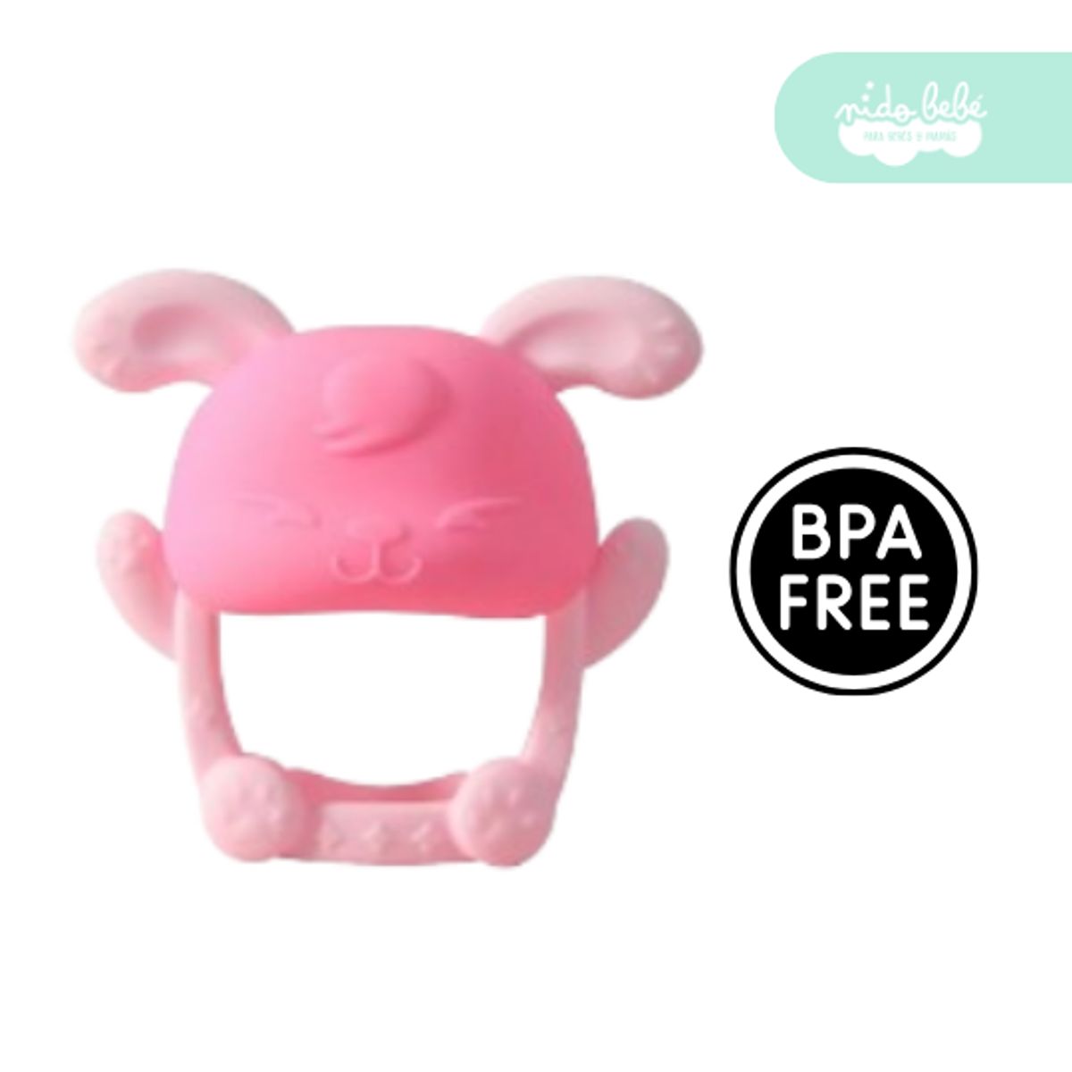 GENERICO - mordedor de silicona de bebe conejito rosa