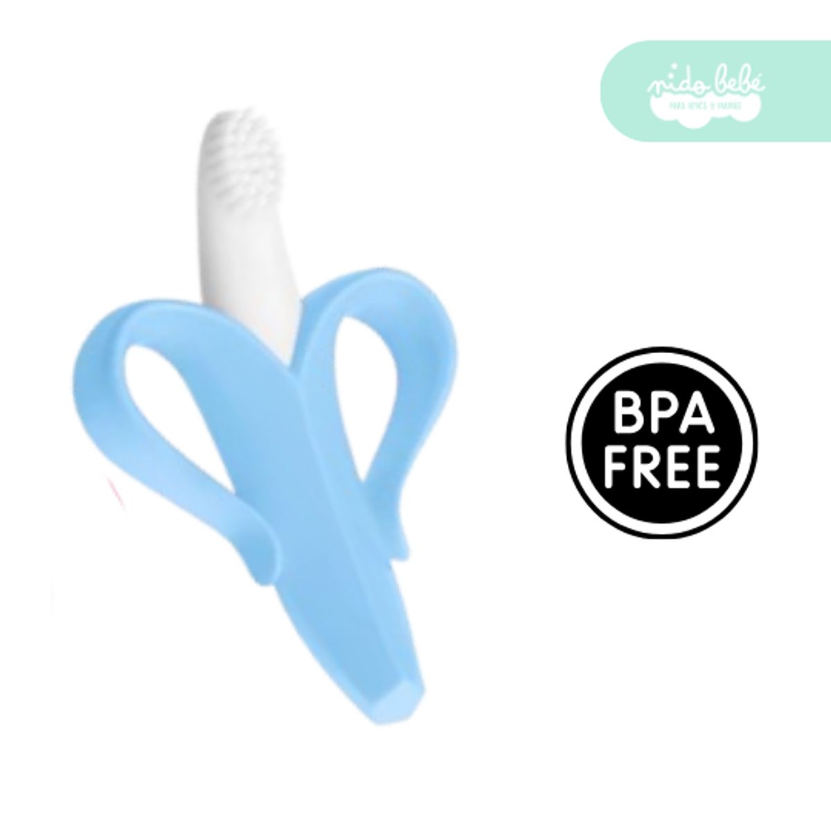 GENERICO - mordedor de silicona de bebe platano azul