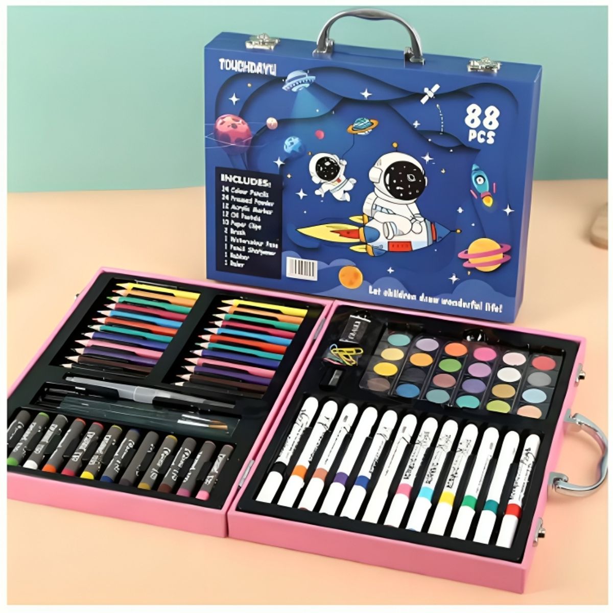 GENERICO - Set de Arte Acrílico de 88 Piezas Maleta para Niños