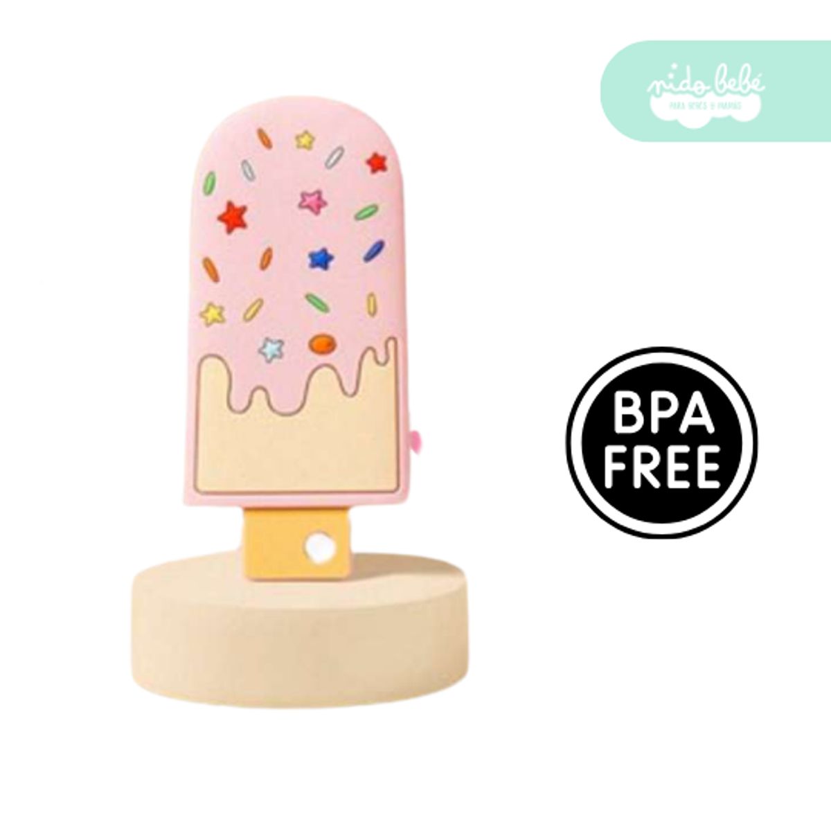 GENERICO - mordedor de silicona de bebe paleta helado fresa