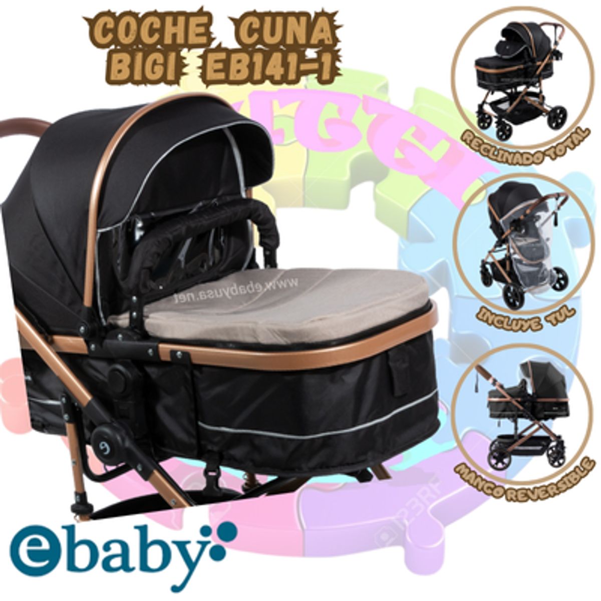 EBABY - COCHE MOISES EBABY - BIGI 141 BEIGE-NUEVA PRESENTACION
