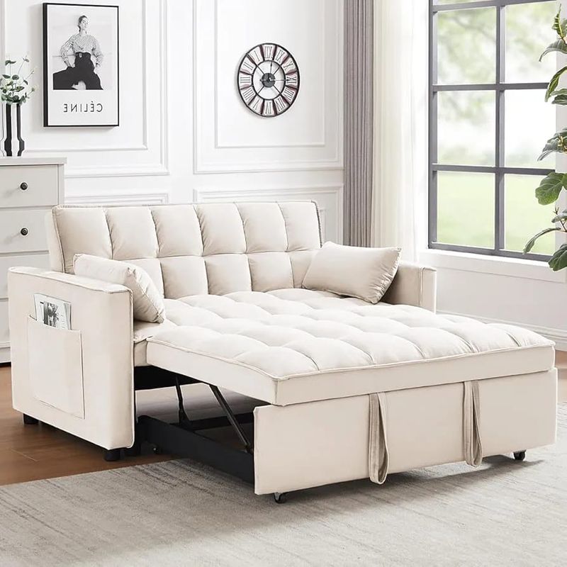 AMOBLART - SOFA CAMA MULTIFUNCIONAL COLOR BEIG 2 PLAZAS