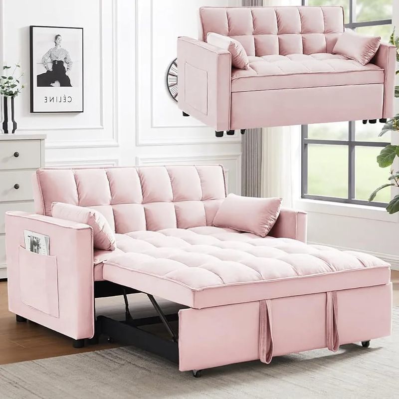AMOBLART - SOFA CAMA MULTIFUNCIONAL COLOR ROSADO 2 PLAZAS