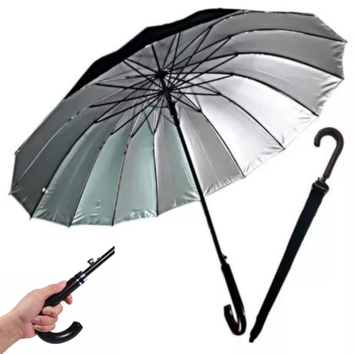 GENERICO - Sombrilla Paragua con protector UV para SOL y Lluvia de 16 barrillas