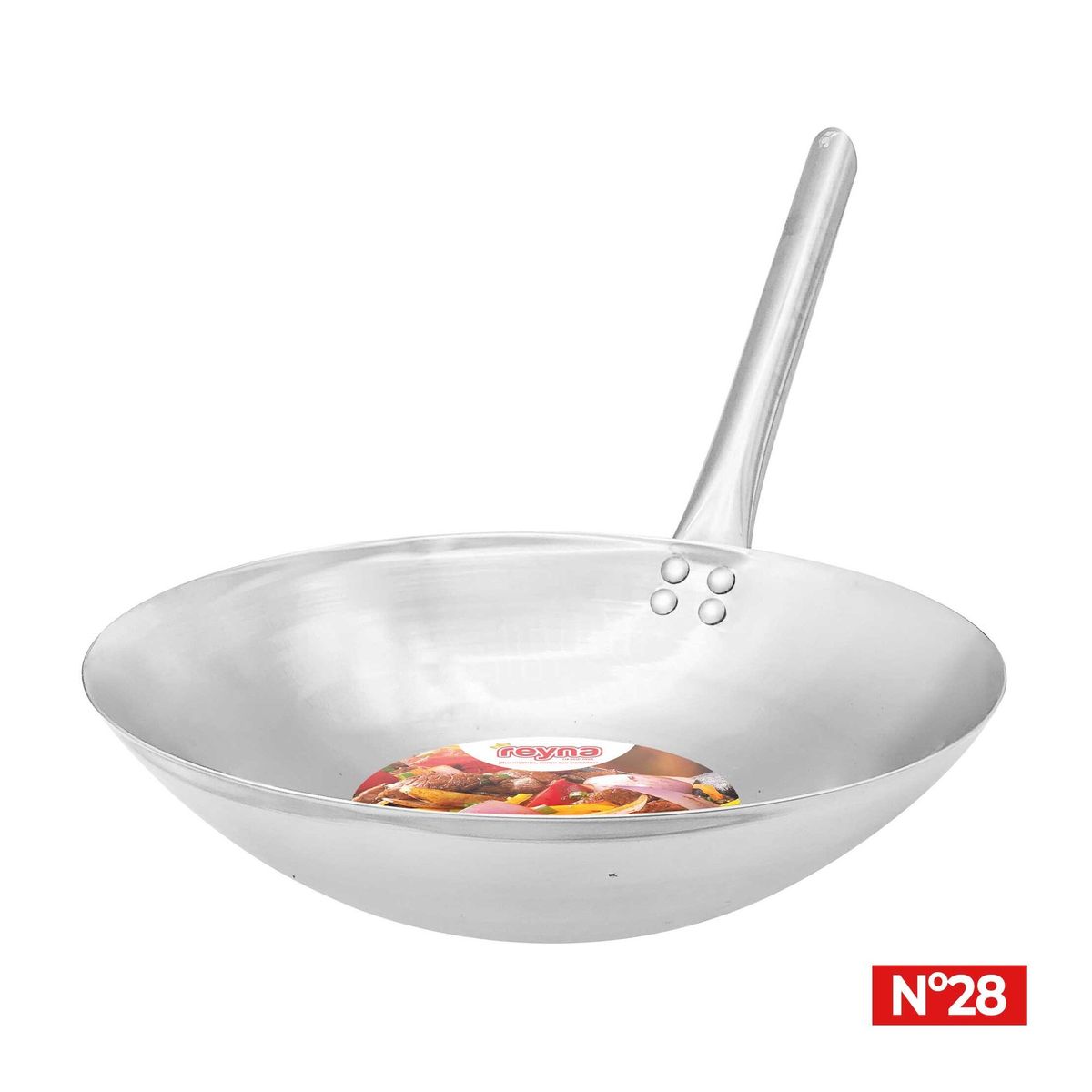 Reyna - Wok de acero inoxidable pulido Nº 28